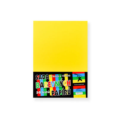 BOBO Sada barevných papírů A4, 50 listů, 5 barev a 10 listů