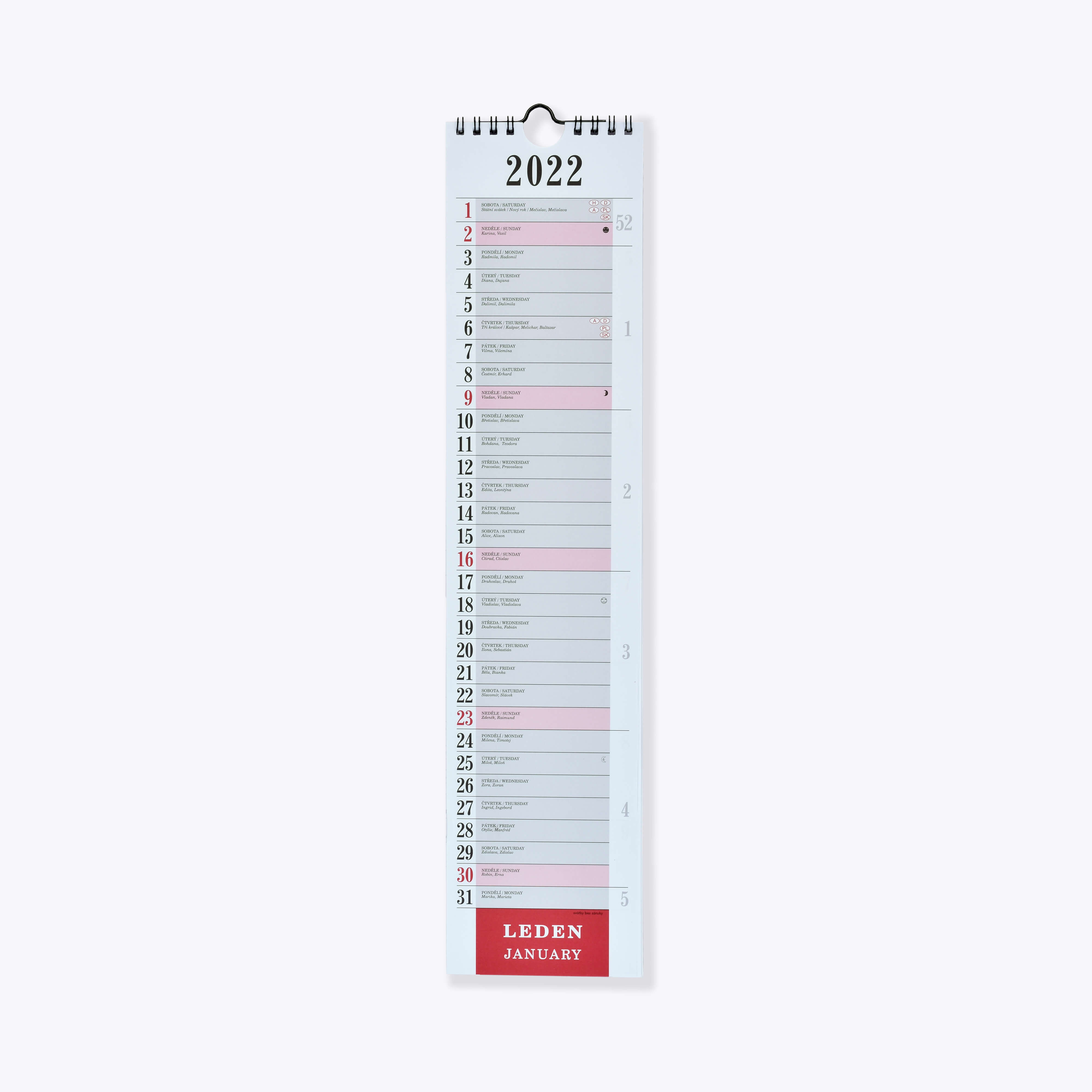 BOBO Nástěnný kalendář vázanka široká 2022