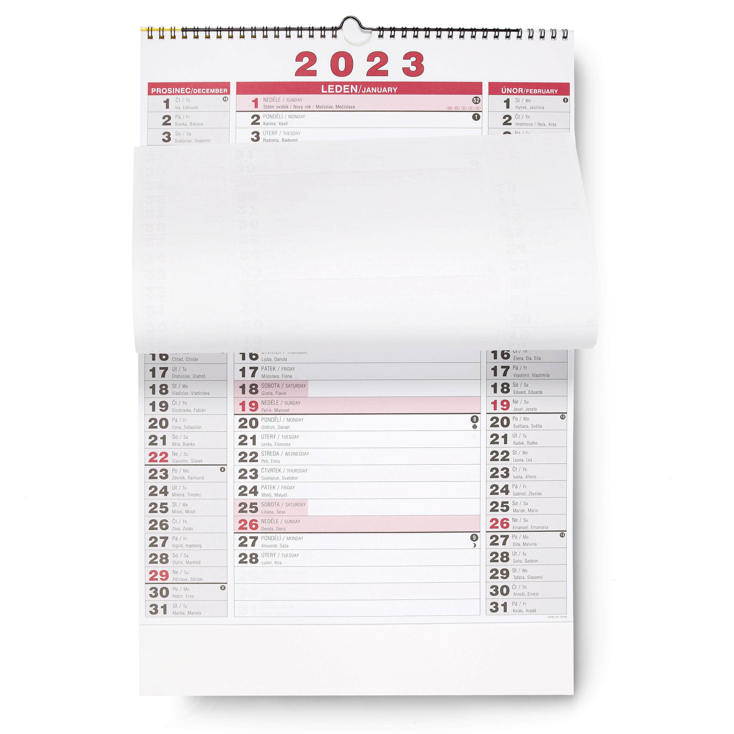 BOBO Nástěnný kalendář tříměsíční NEW 2023