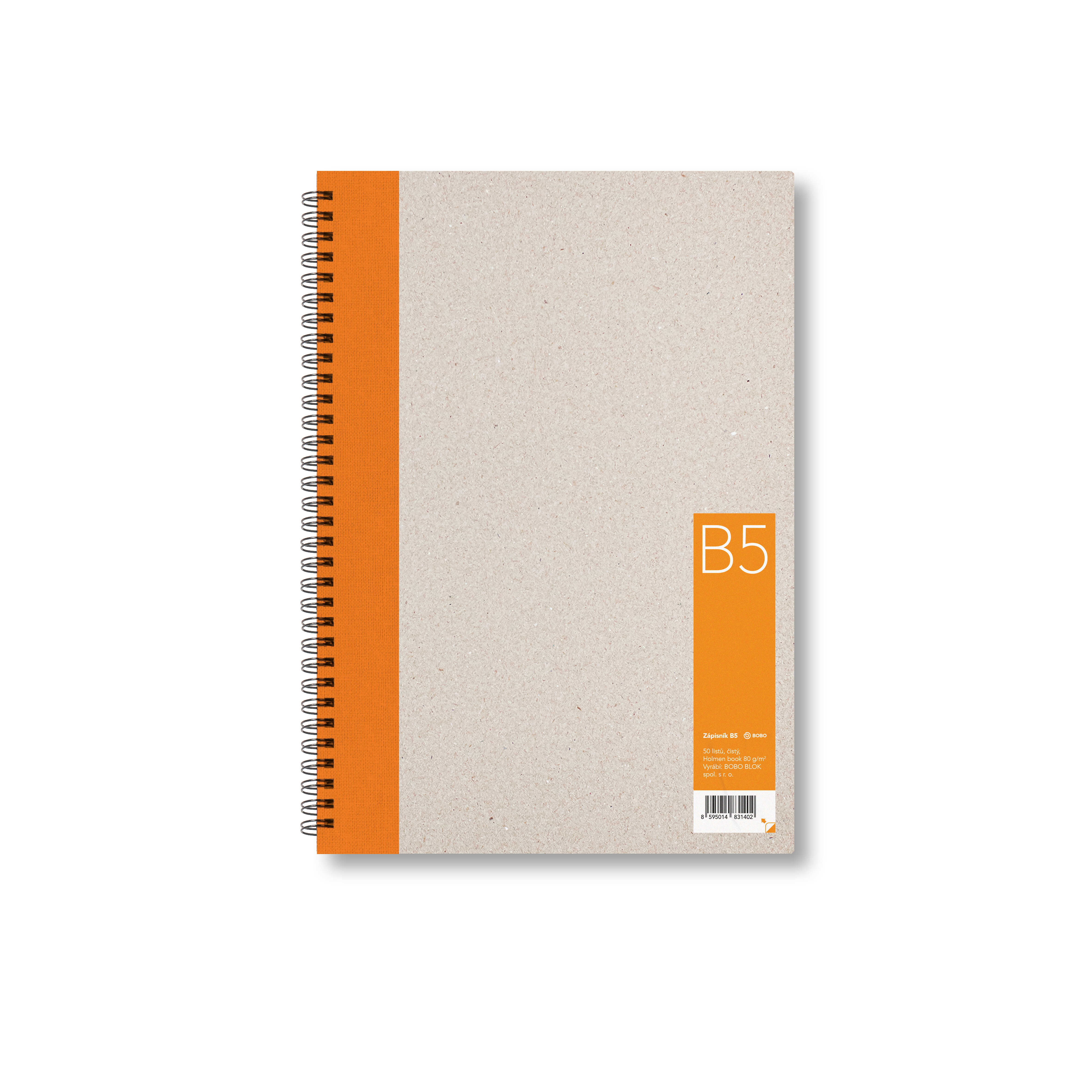 BOBO Zápisník, B5, čistý, oranžový