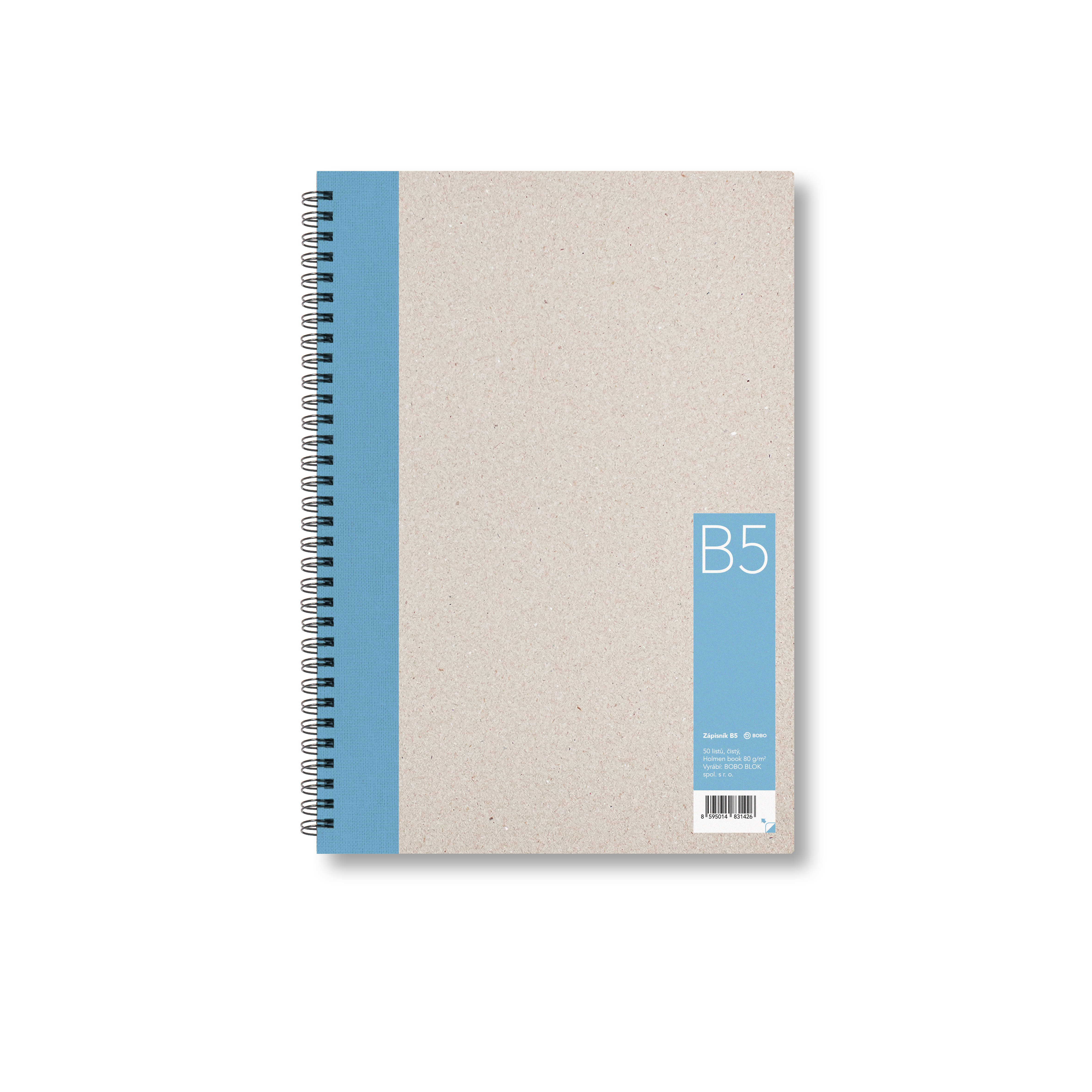 BOBO Zápisník, B5, čistý, světle modrý