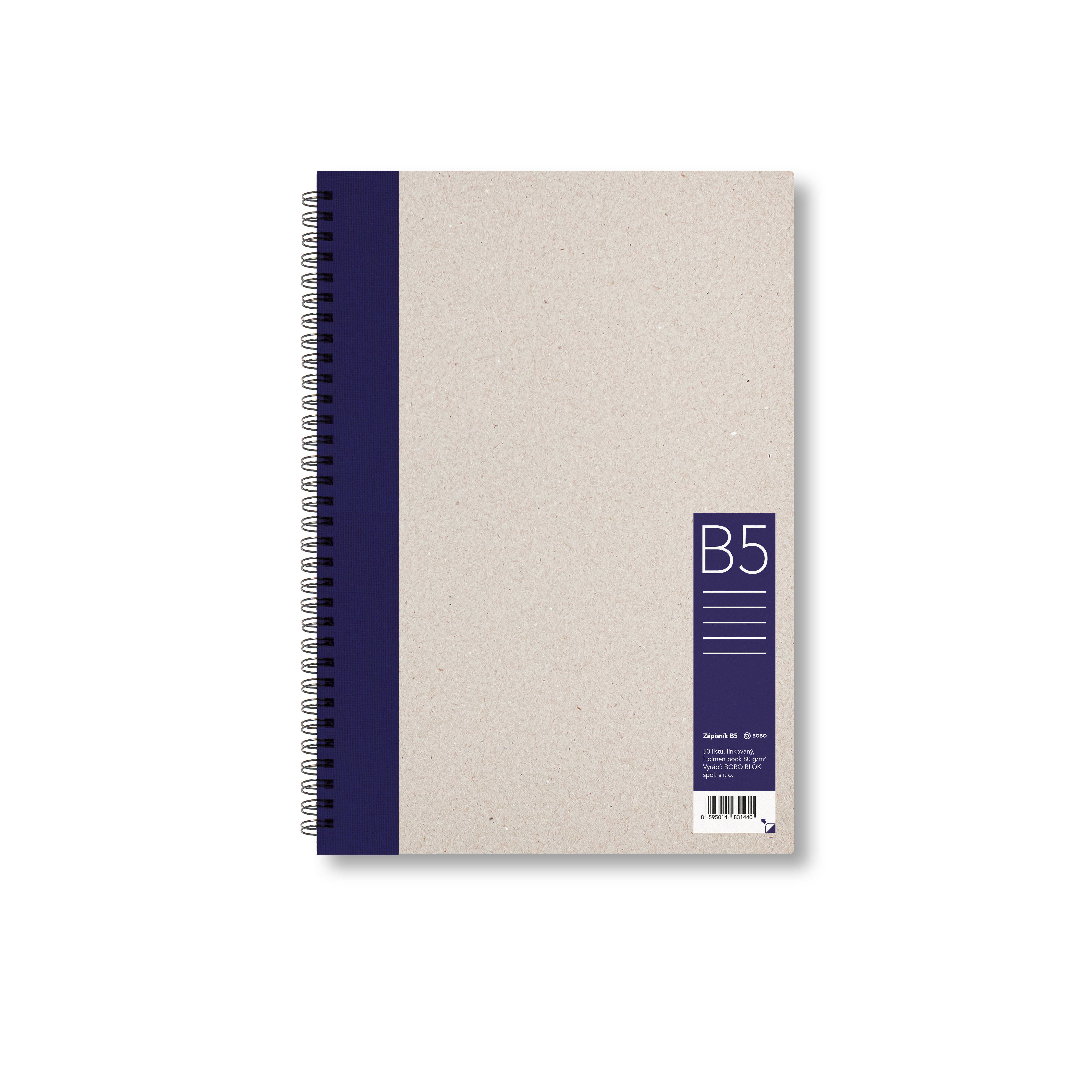 BOBO Zápisník, B5, linkovaný, tmavě modrý