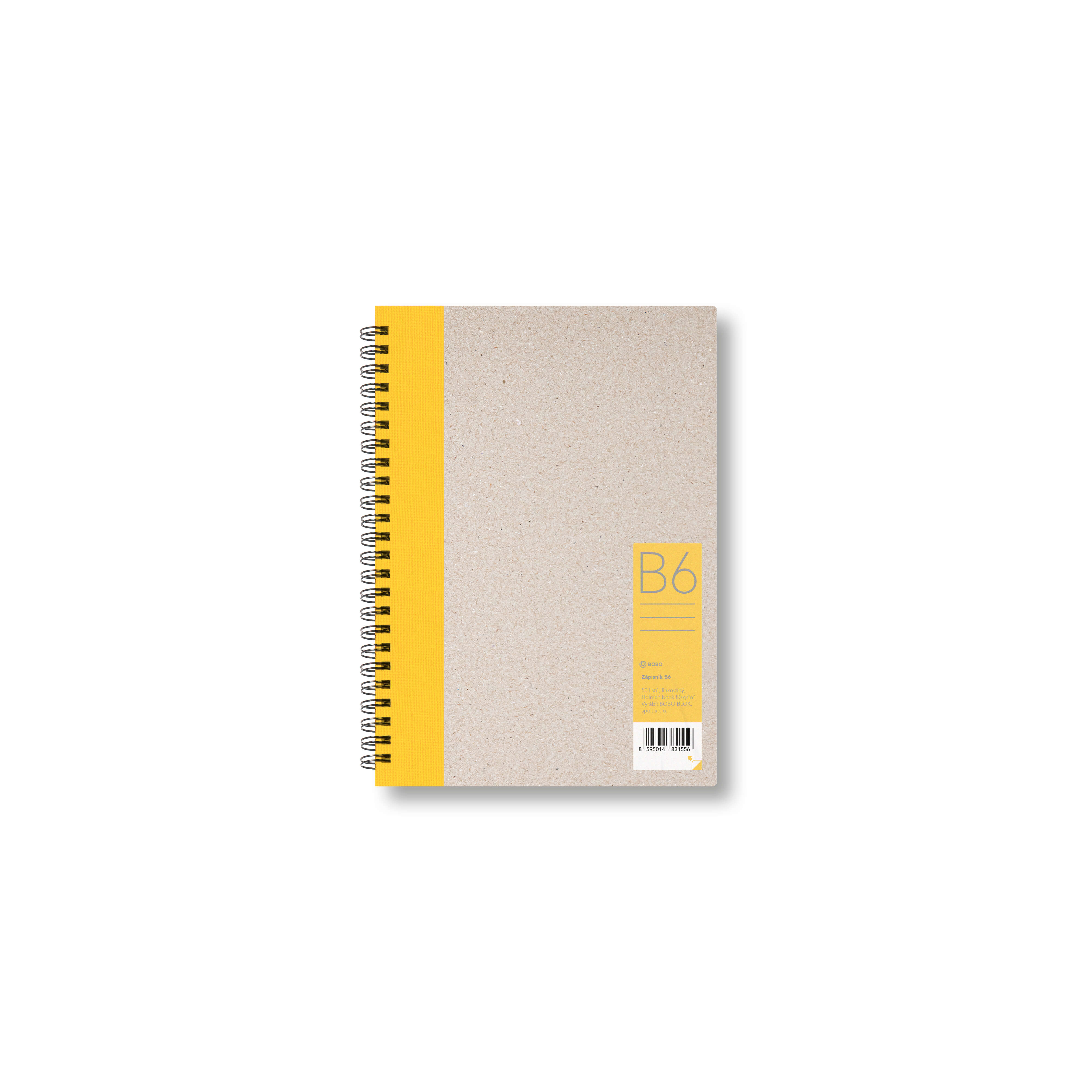BOBO Zápisník, B6, linkovaný, žlutý