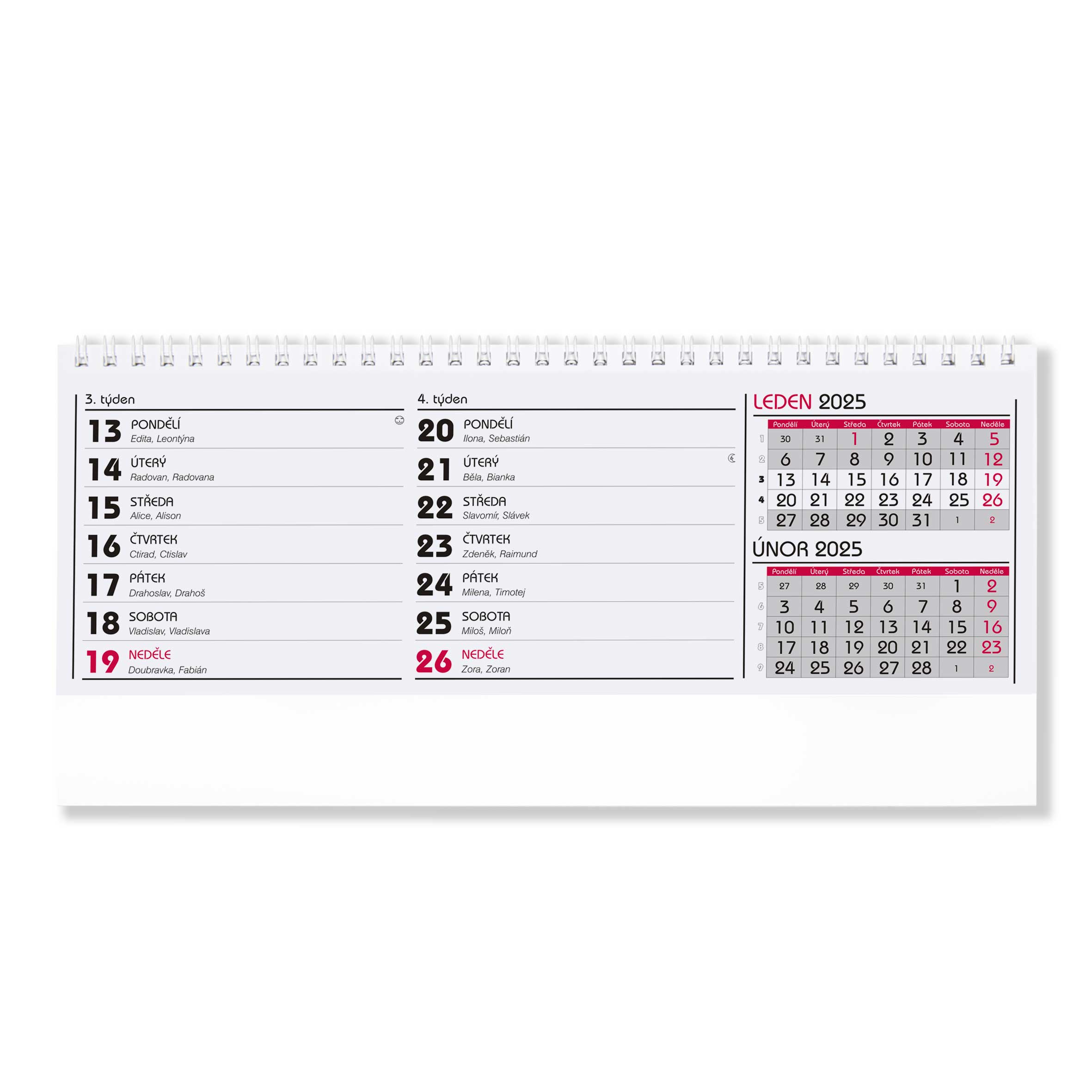 BOBO Stolní pracovní kalendář MIDI 14denní 2025