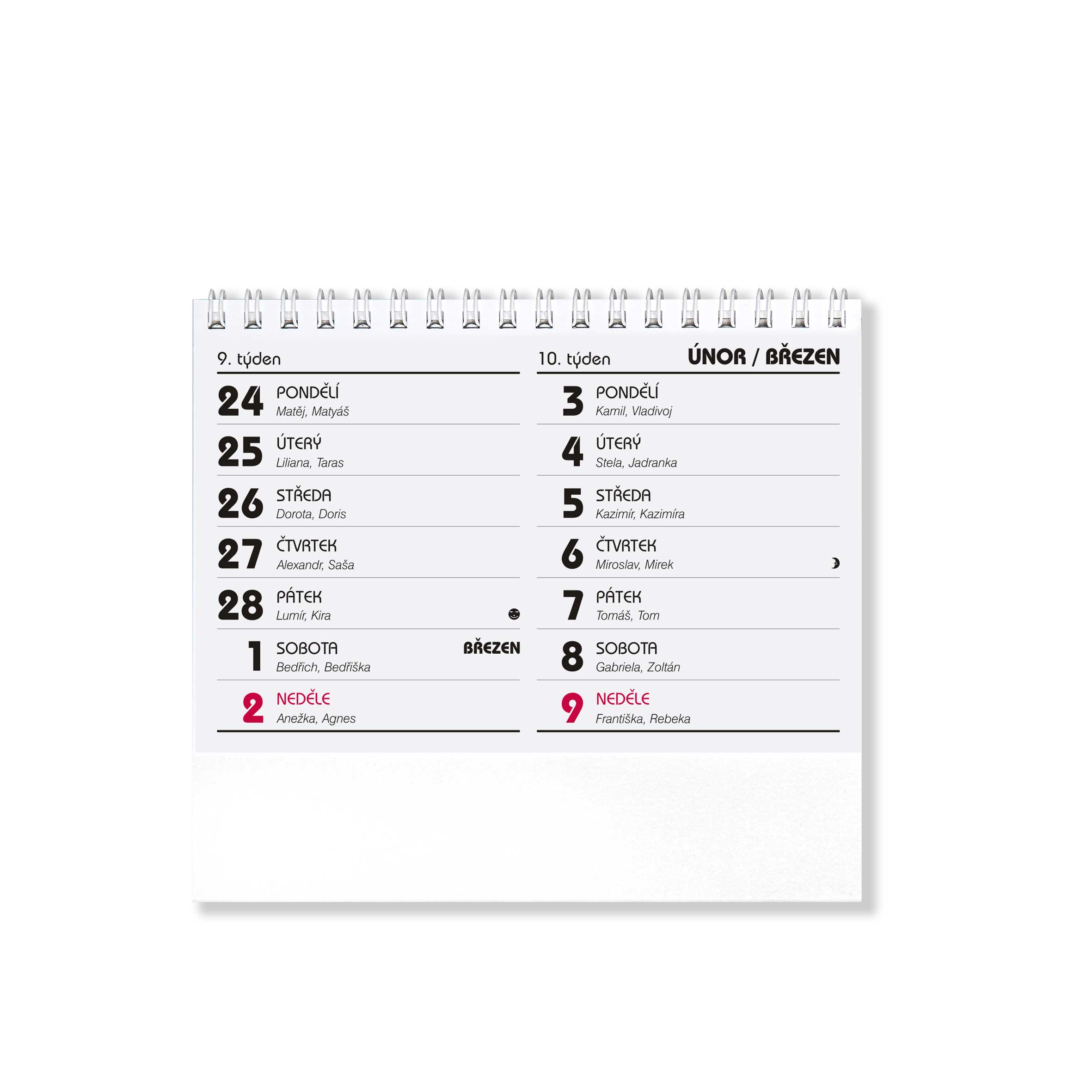 BOBO Stolní pracovní kalendář MINI 14denní 2025