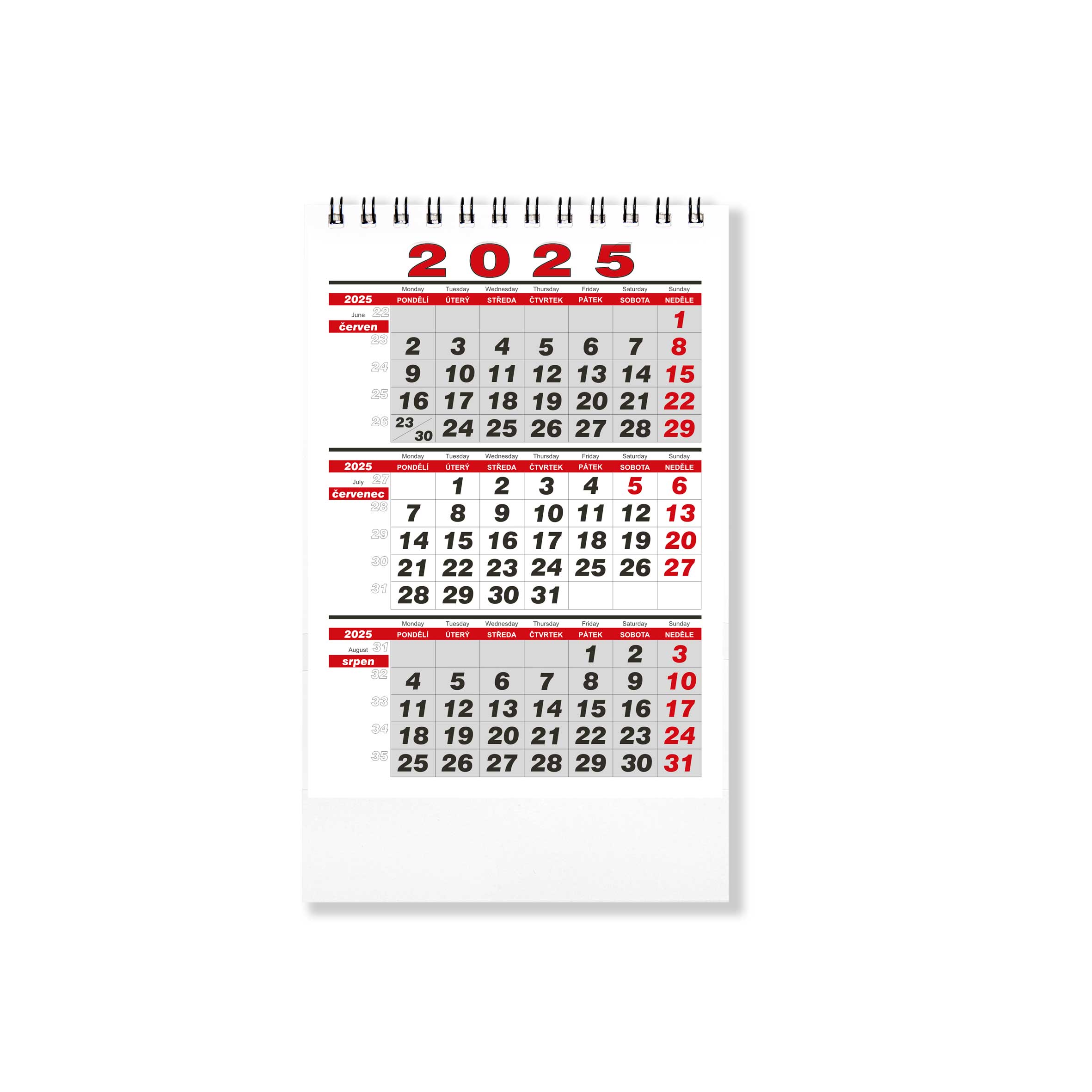 BOBO Stolní kalendář tříměsíční 2025