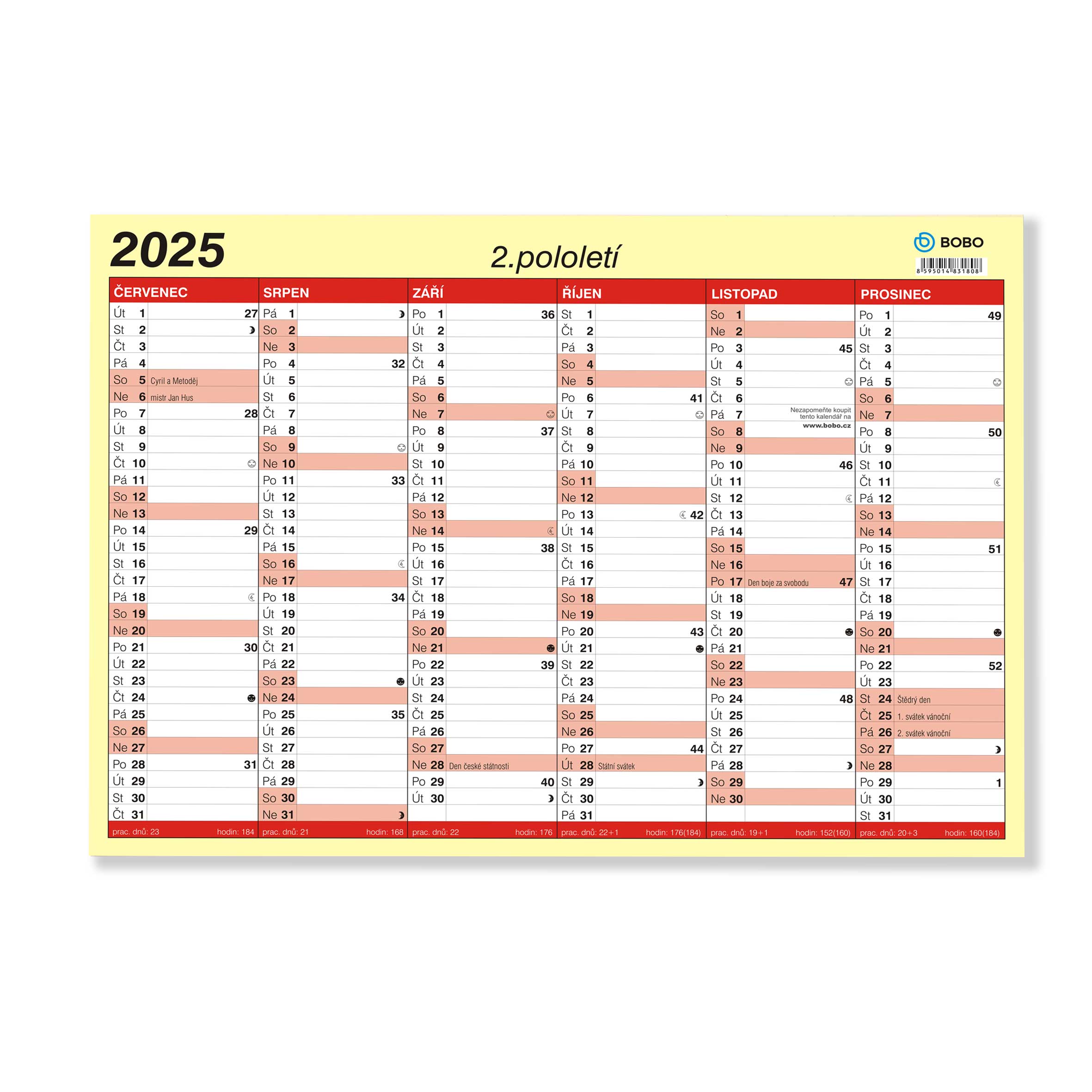 BOBO Lístkový kalendář 2025, A3
