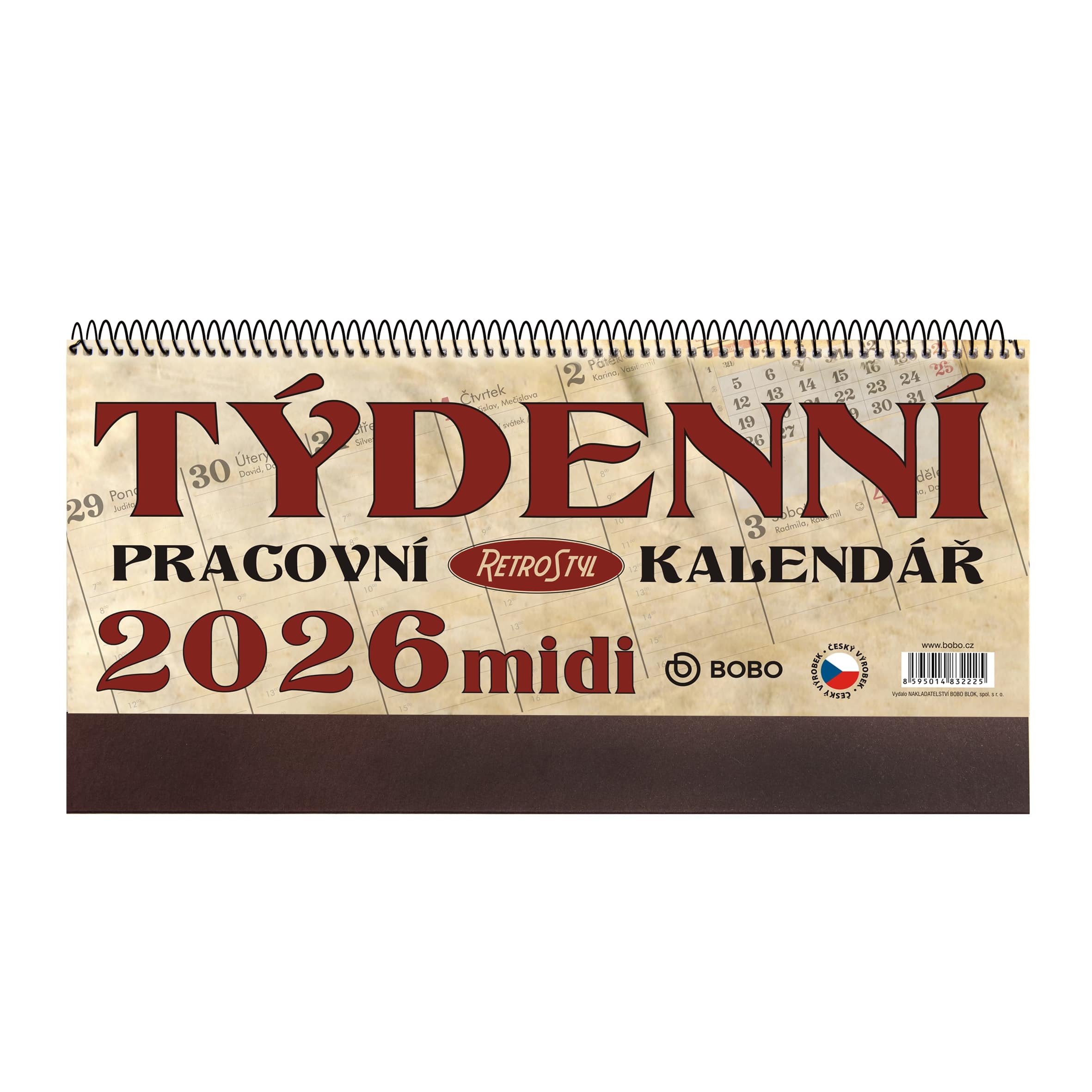 BOBO Pracovní kalendář MIDI Retro 2026