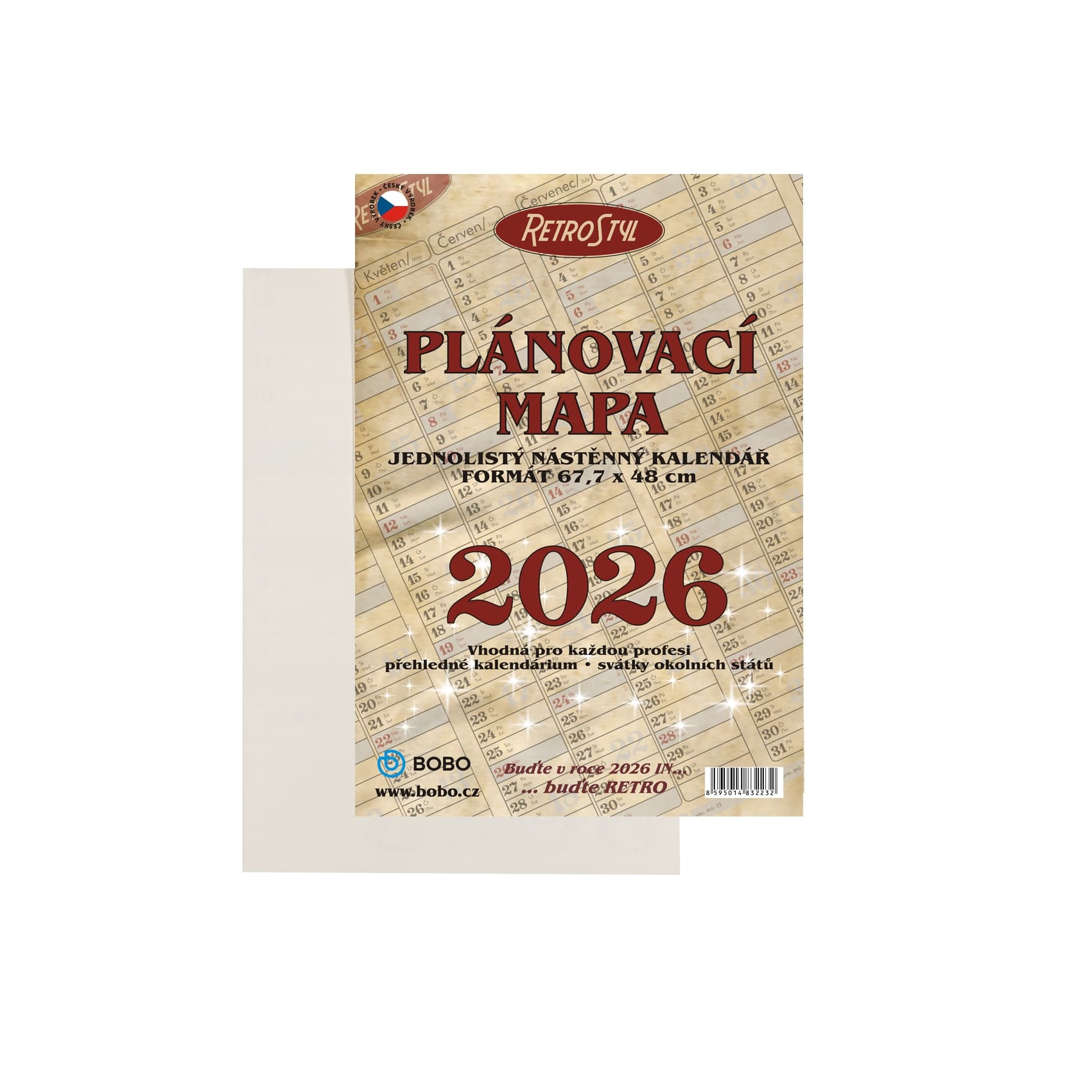 BOBO Plánovací roční mapa Retro 2026
