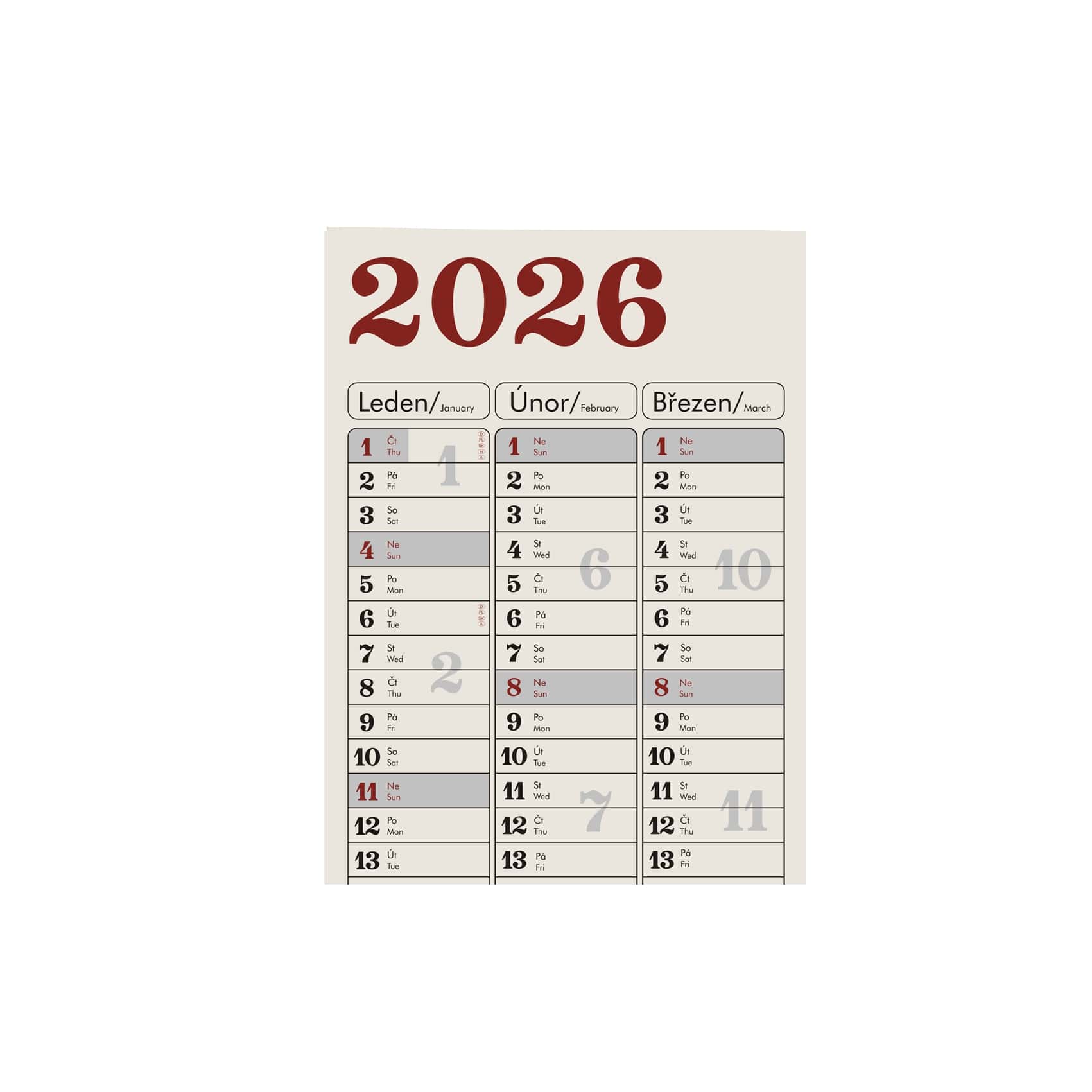 BOBO Plánovací roční mapa Retro 2026