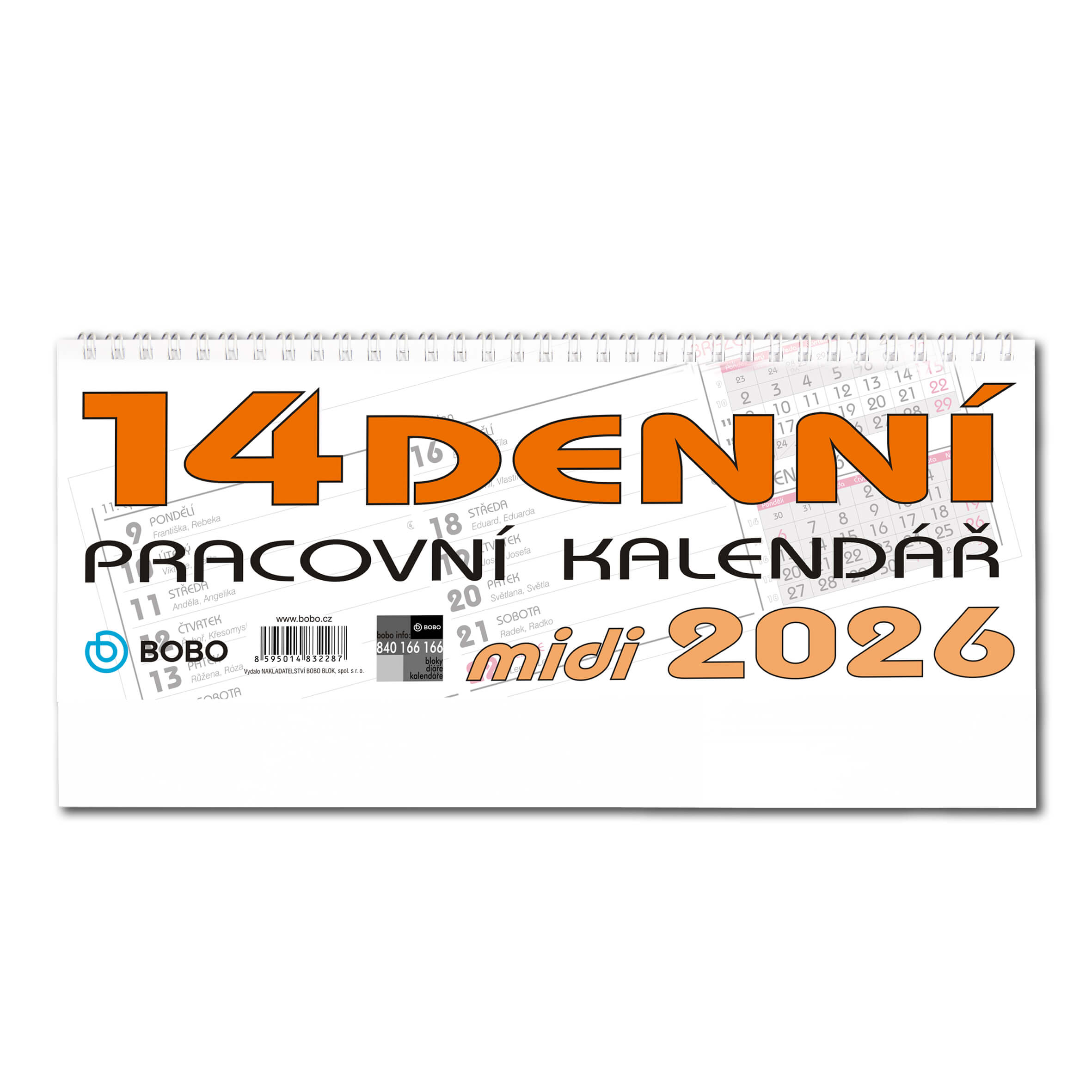 BOBO Stolní pracovní kalendář MIDI 14denní 2026