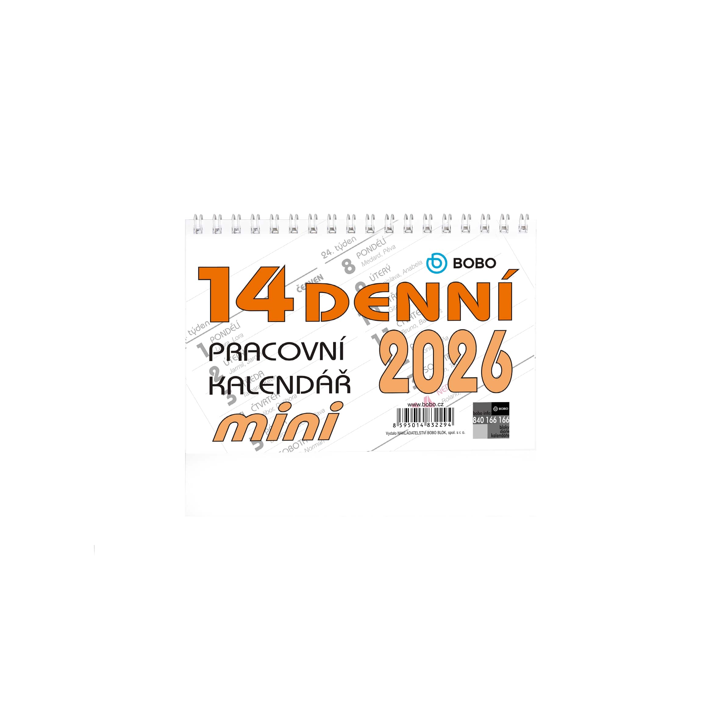 BOBO Stolní pracovní kalendář MINI 14denní 2026