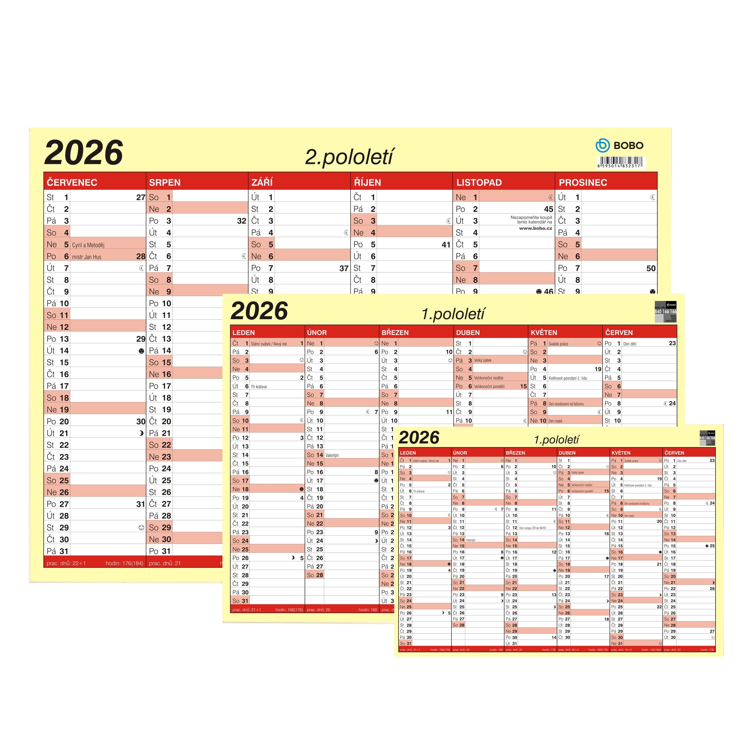 BOBO Lístkový kalendář 2026, A4