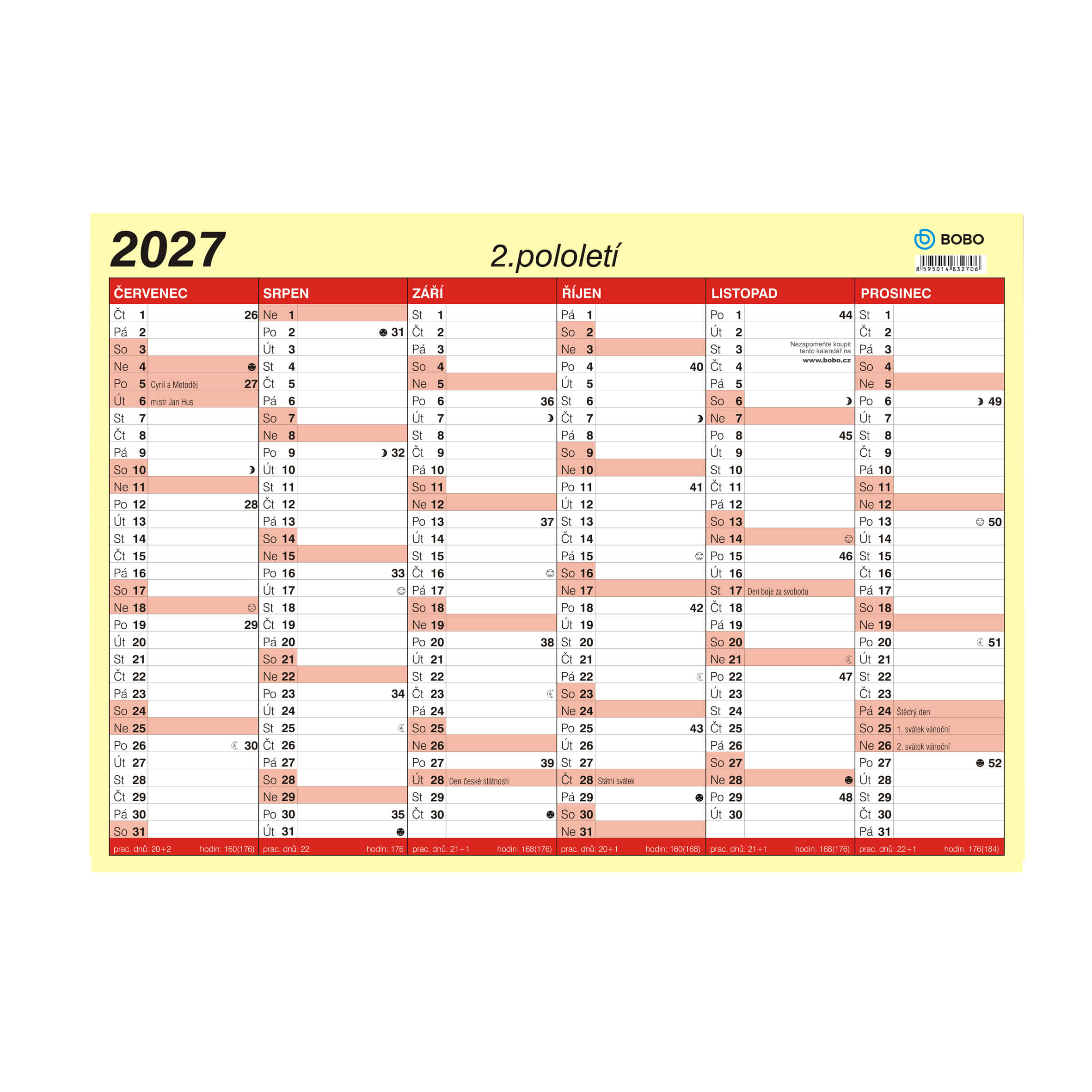 BOBO Lístkový kalendář 2027, A3
