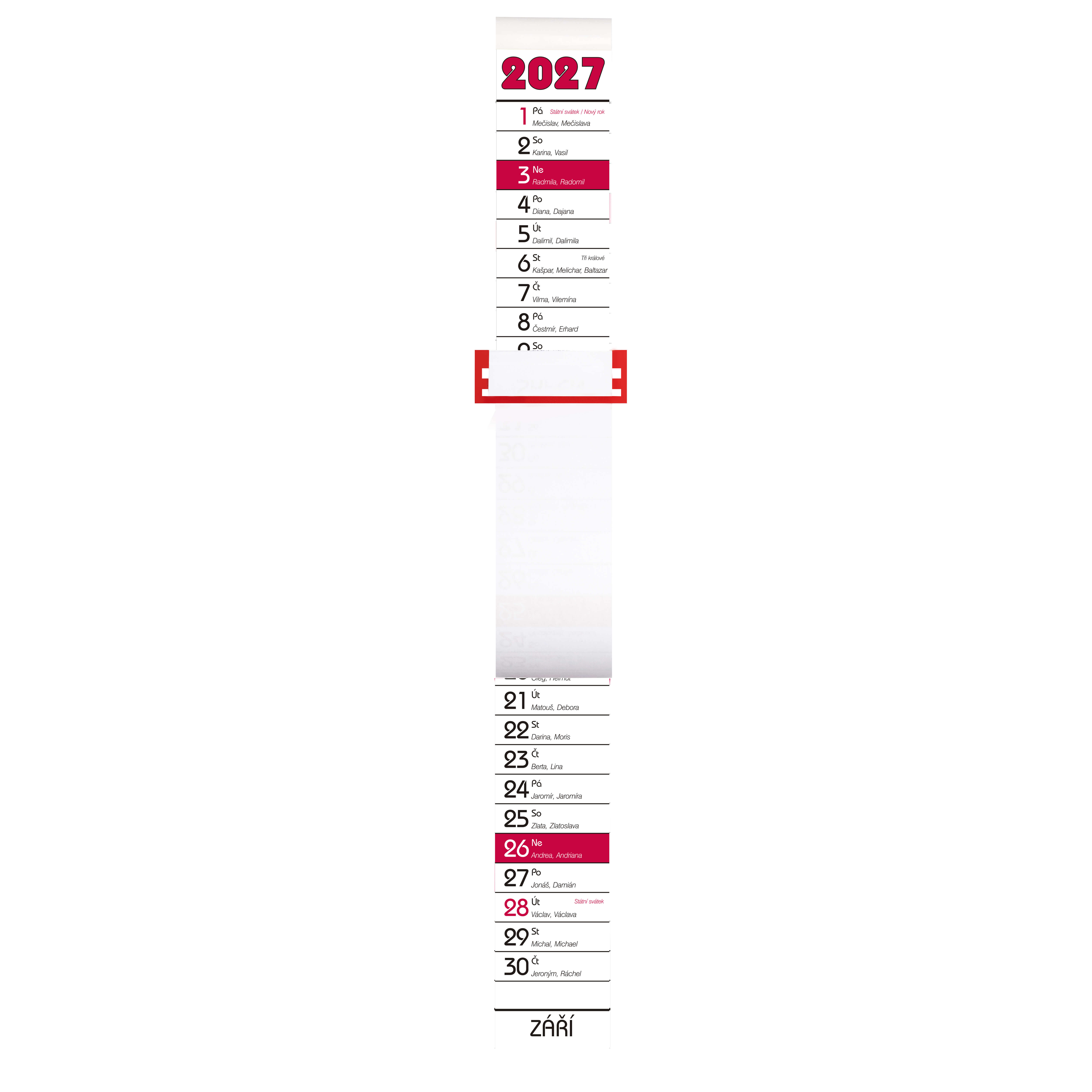 BOBO Nástěnný kalendář vázanka úzká 2027